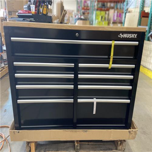 DALLAS LOCATION  - Husky Tool Storage 46 in. W x 51 in. D Standard Duty Black Mobile Workbench Cabinet with Solid Top Full Length Extension Table