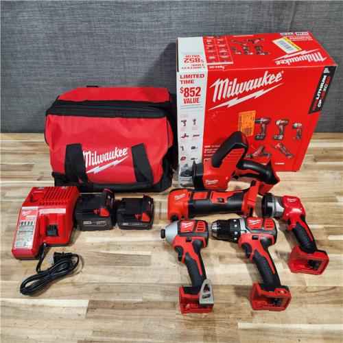 HOUSTON LOCATION - AS-IS M18 18V Lithium-Ion Cordless Combo Kit (5-Tool) with (2) Batteries  Charger and Tool Bag