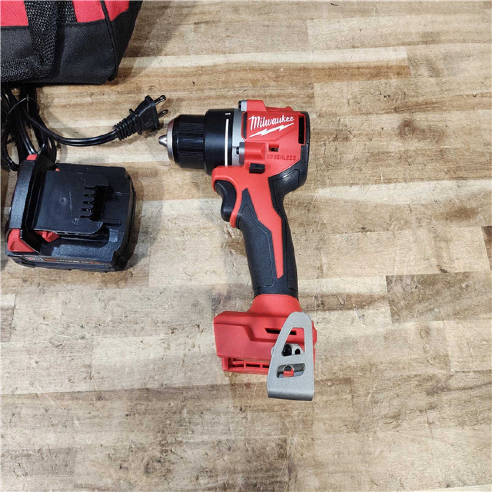HOUSTON LOCATION - AS - IS Milwaukee 18V Lithium-Ion Brushless Cordless 1/2 in. Compact Drill/Driver with kit