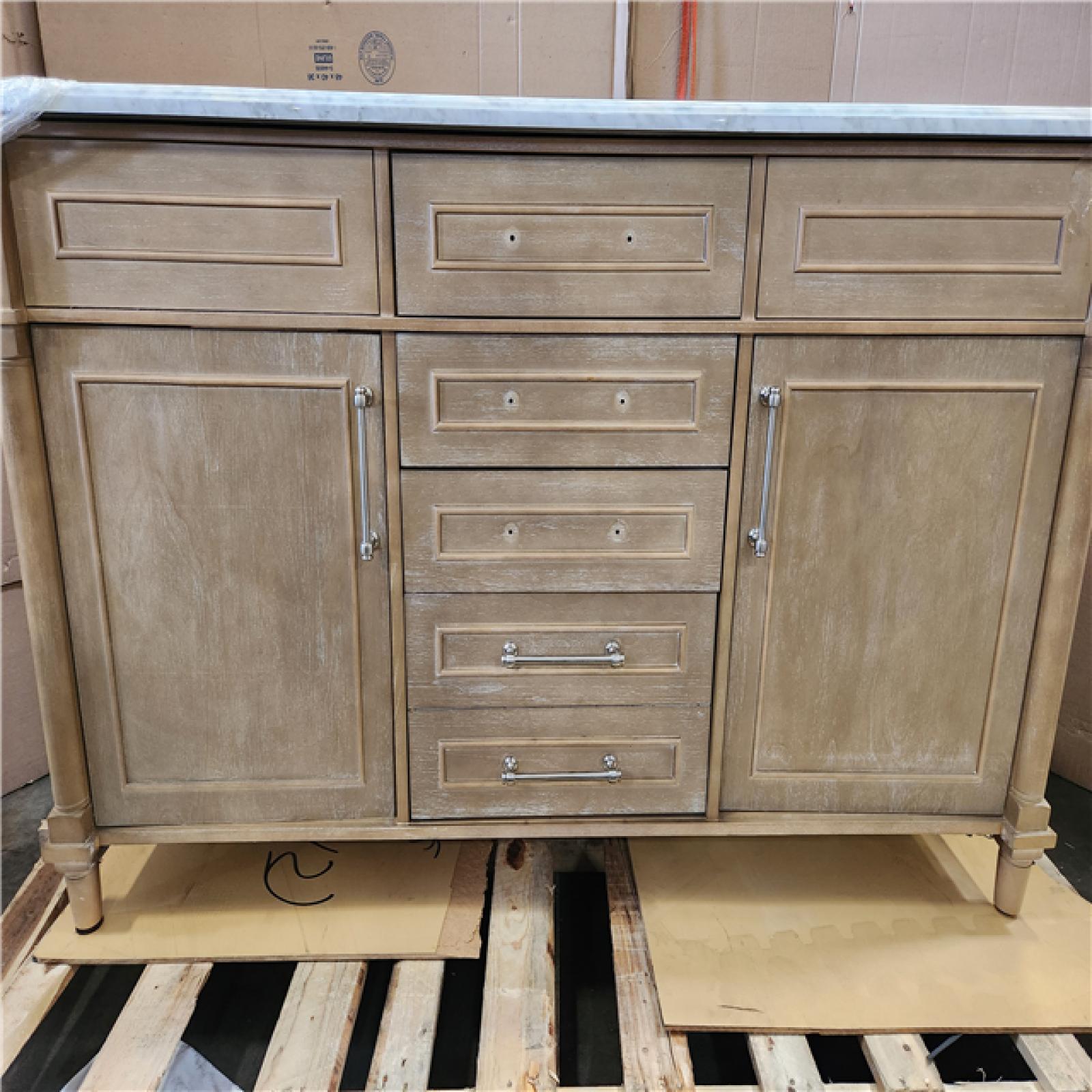 Phoenix AS-IS Ove Decors Dual Sink 72 Marbel Top With 5-Drawers and 2-Single Doors (Assembled) (Marble Top Intact)