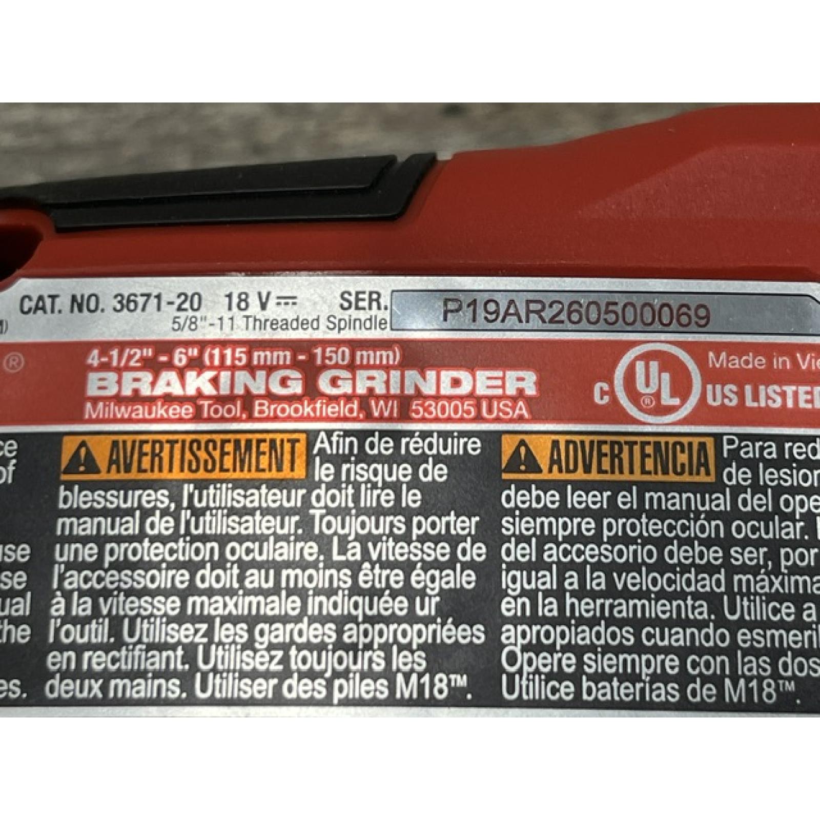 AS-IS Milwaukee FUEL 18V Lithium-Ion Brushless Cordless 4-1/2 in./6 in. Braking Grinder with Slide Switch (Tool-Only)
