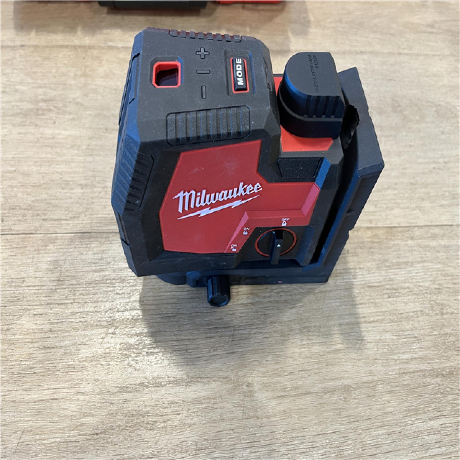 AS-IS Milwaukee Green 100 ft. Cross Line and Plumb Points Rechargeable Laser Level with REDLITHIUM Lithium-Ion