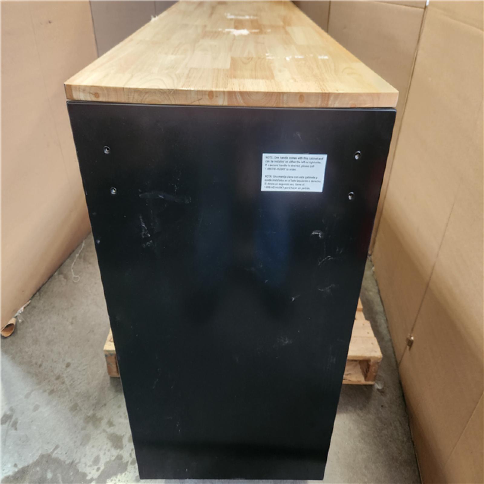 Phoenix LIKE NEW Husky Standard Duty 72 in. W x 20 in. D 10-Drawer Gloss Black Mobile Workbench Cabinet with Solid Wood Top