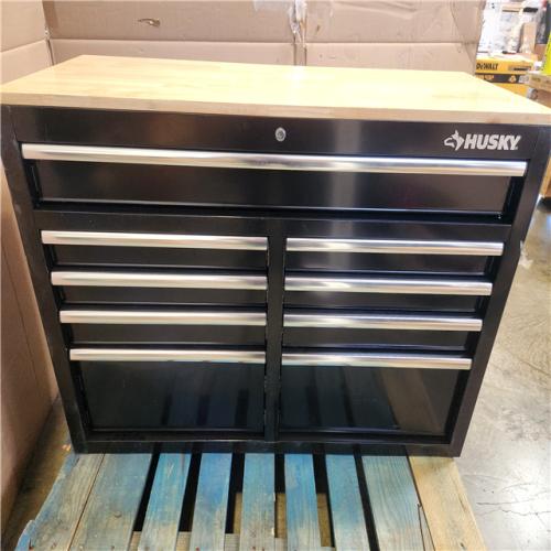 Phoenix Husky Tool Storage 46 in. W x 18 in. D 9-Drawer Mobile Workbench Cabinet in Gloss Black