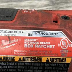 AS-IS Milwaukee FUEL INSIDER 12V Lithium-Ion Brushless Cordless 1/4 in. - 3/8 in. Extended Reach Box Ratchet (Tool-Only)