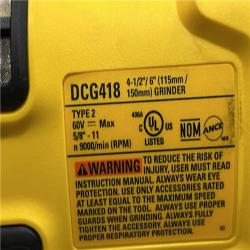 AS-IS DEWALT FLEXVOLT 60V MAX Cordless Brushless 4.5 in. to 6 in. Small Angle Grinder with Kickback Brake (Tool Only)