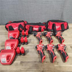 HOUSTON LOCATION - AS-IS MILWAUKEE 6 TOOL COMBO KIT W/ (6) BATTERY & (3) CHARGER
