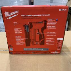 AS-IS - Milwaukee M12 12-Volt 23-Gauge Lithium-Ion Cordless Pin Nailer Kit with 1.5 Ah Battery  Charger and Tool Bag