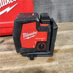 HOUSTON LOCATION - AS-IS MILWAUKEE 100 Ft. REDLITHIUM Lithium-Ion USB Green Rechargeable Cross Line Laser Level with Charger