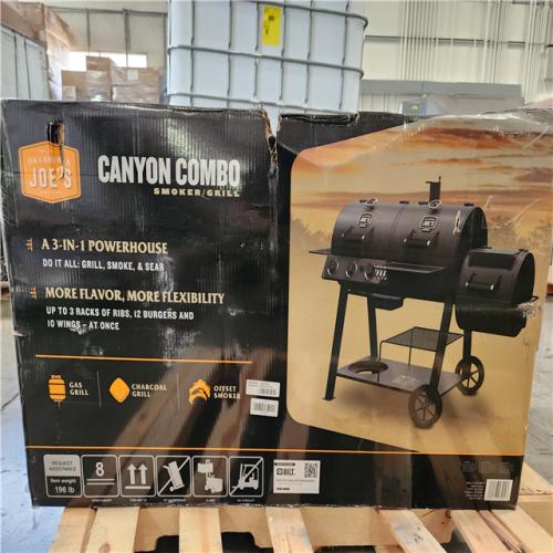 Phoenix Location NEW OKLAHOMA JOE'S 3-Burner Canyon Combo Charcoal and Gas Smoker and Grill in Black