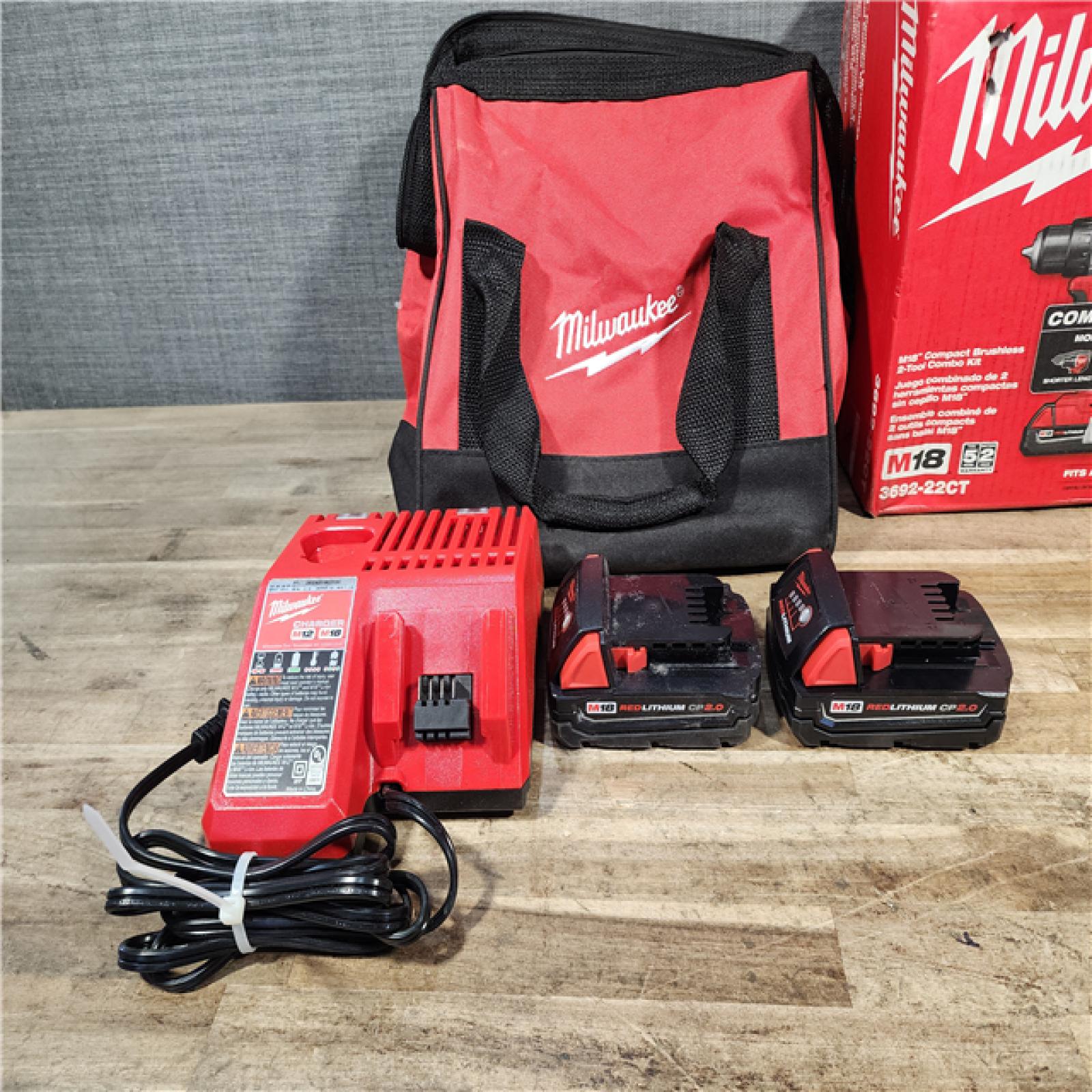 HOUSTON LOCATION - AS-IS Milwaukee 18V Lithium-Ion Brushless Cordless Compact Drill/Impact Combo Kit