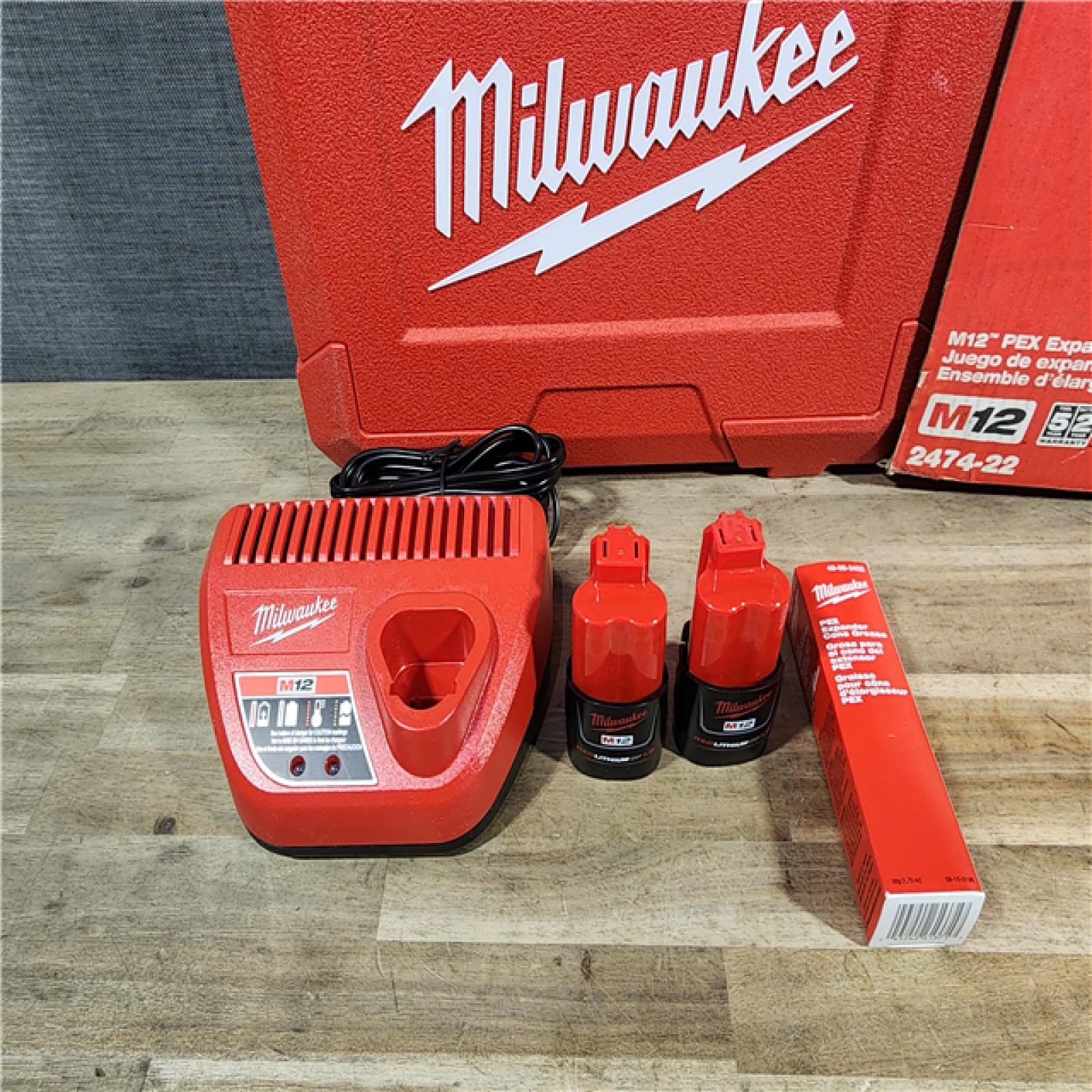 HOUSTON LOCATION - AS-IS Milwaukee M12 12-Volt Lithium-Ion Cordless PEX Expansion Tool Kit with (2) 1.5 Ah Batteries, (3) Expansion Heads and Hard Case