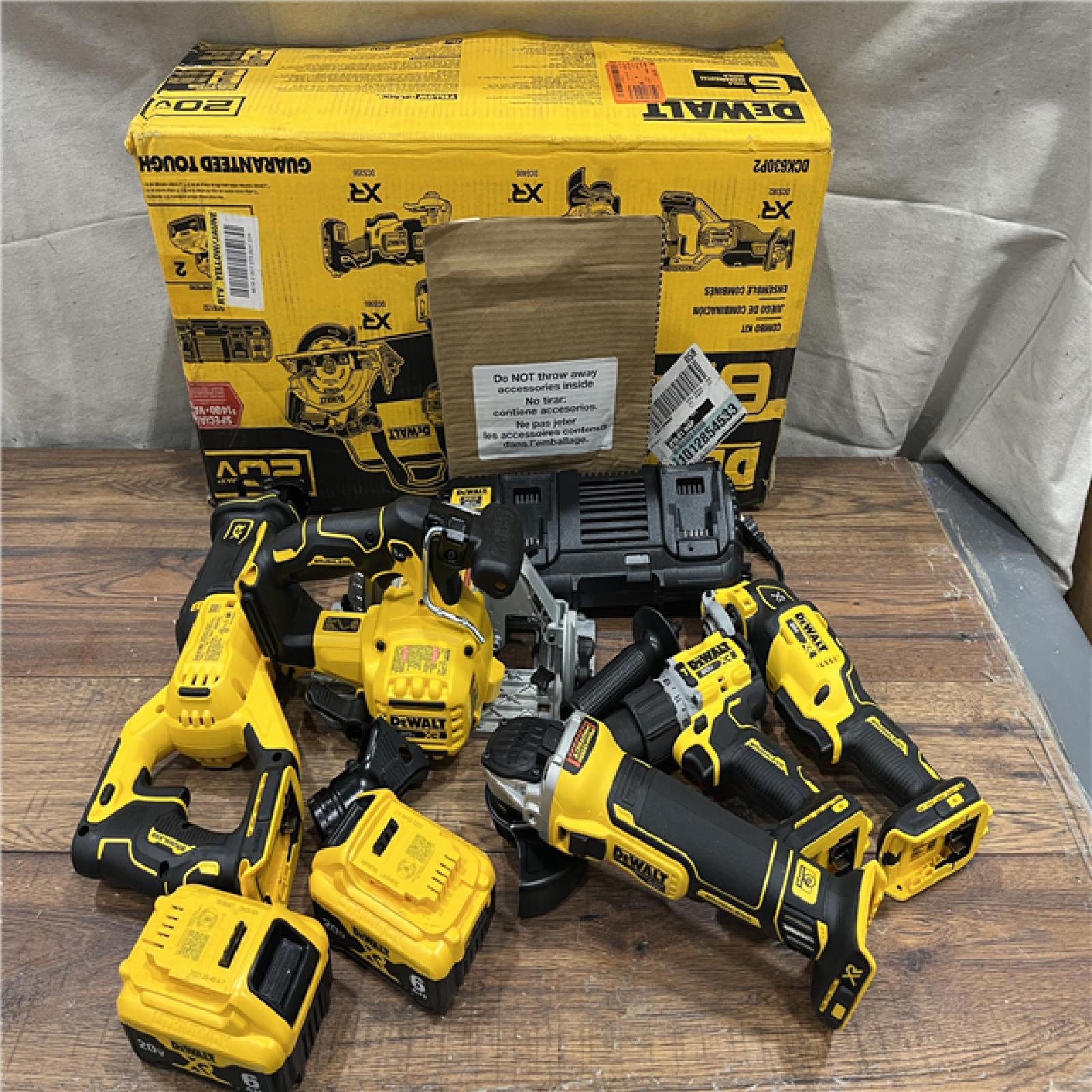 AS-IS DEWALT 20-Volt XR Lithium-Ion 5-Tool Cordless Combo Kit with (2) 6.0 Ah Battery Packs and Charger