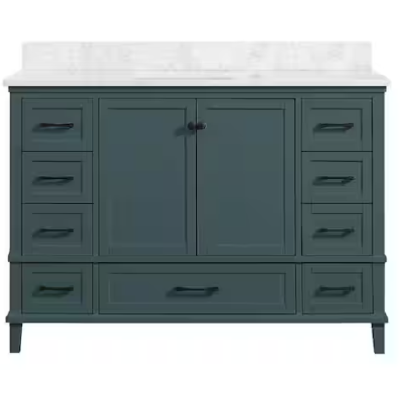DALLAS LOCATION- HOME DECORATORS Merryfield 49 in. Single Sink Antigua Green Bath Vanity w/ White Carrara Marble Top (Assembled)