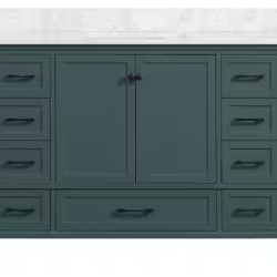 DALLAS LOCATION- HOME DECORATORS Merryfield 49 in. Single Sink Antigua Green Bath Vanity w/ White Carrara Marble Top (Assembled)