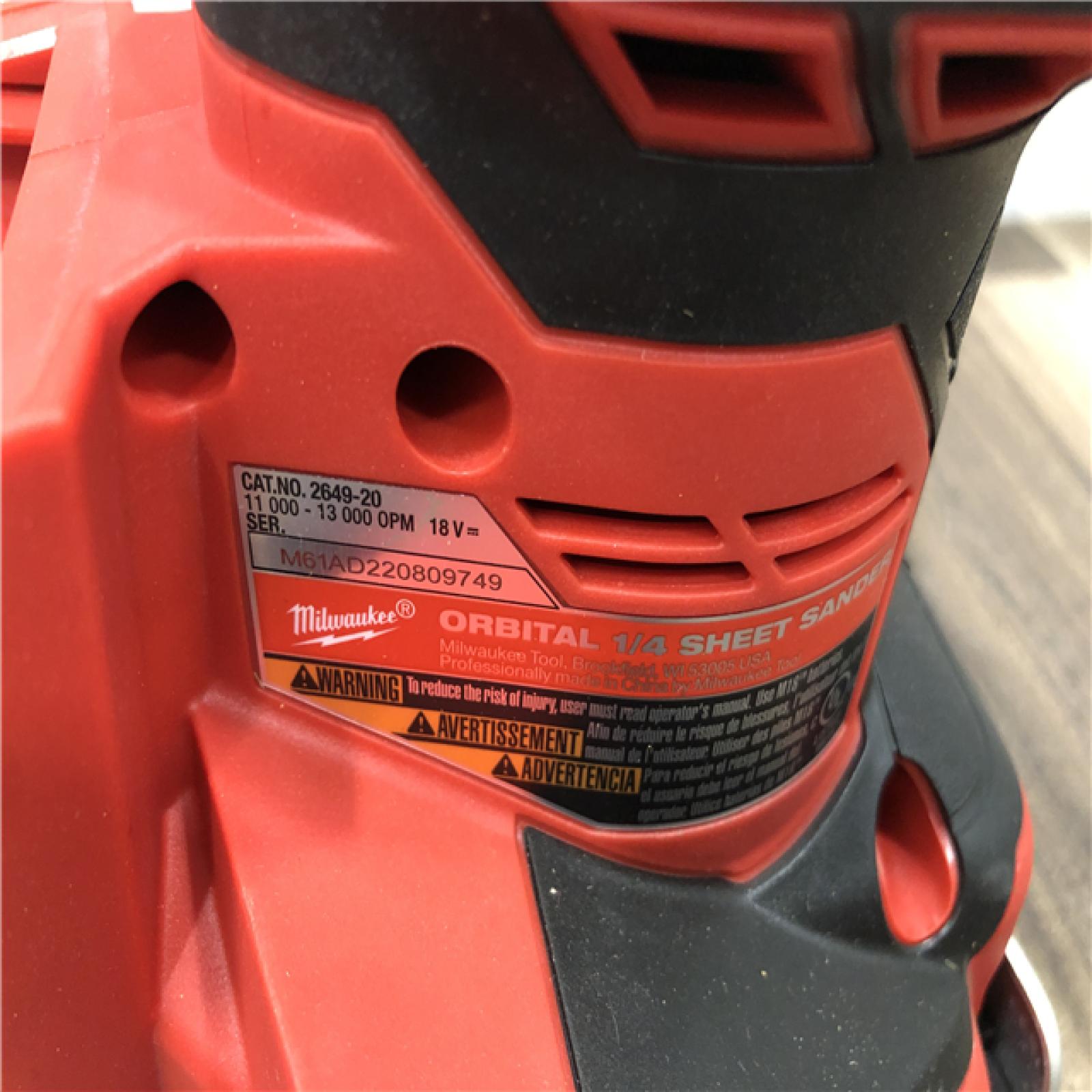 AS-IS Milwaukee 18V Lithium-Ion Cordless 1/4 in. Sheet Sander (Tool-Only)