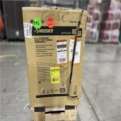 DALLAS LOCATION - Husky Heavy-Duty 61 in. W x 23 in. D 15-Drawer Matte Black Mobile Workbench Cabinet with Solid Wood Top
