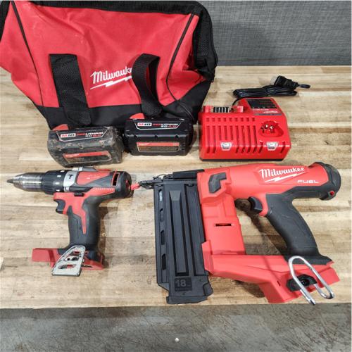 Houston Location AS-IS Milwaukee Drill and Nail Gun and Batteries QTY 2 with Charger
