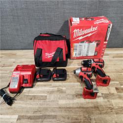 HOUSTON LOCATION - AS-IS Milwaukee 18V Lithium-Ion Cordless Drill Driver/Impact Driver Combo Kit
