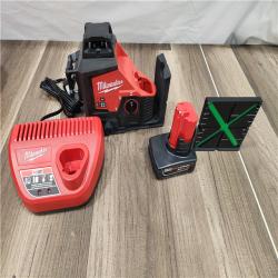 AS-IS - Milwaukee M12 12-Volt Lithium-Ion Cordless Green 250 ft. 3-Plane Laser Level Kit