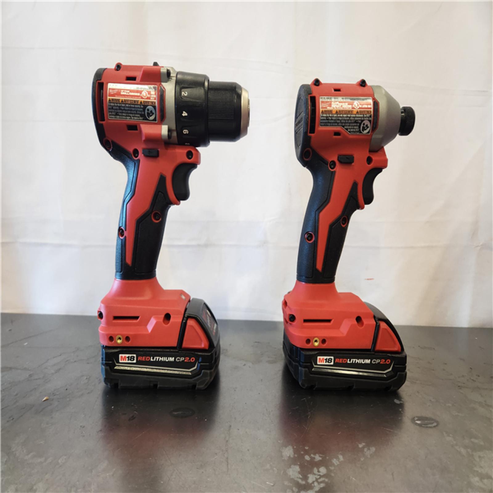 AS-IS- Milwaukee 18V Lithium-Ion Brushless Cordless Compact Drill/Impact Combo Kit