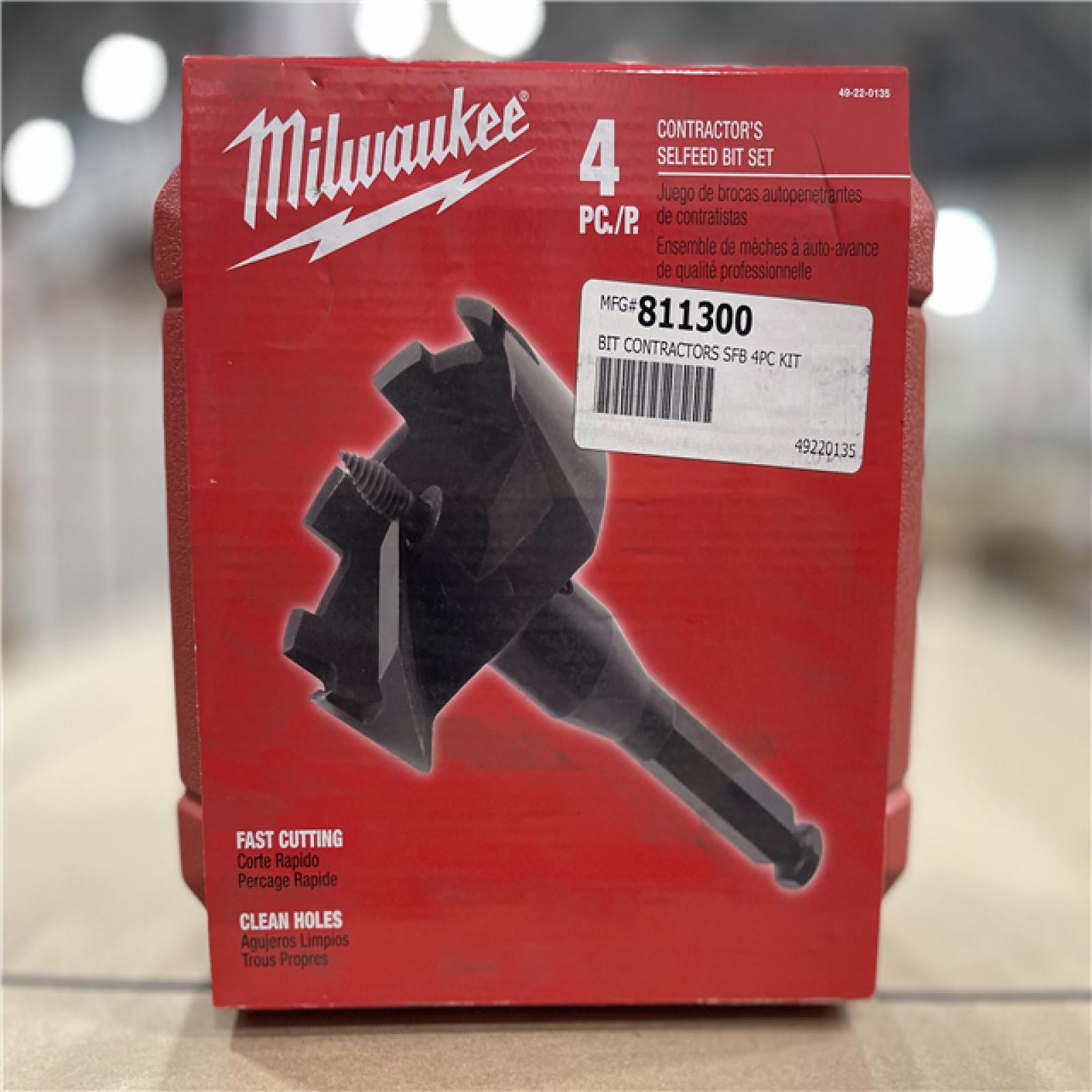 NEW! - Milwaukee Selfeed High-Speed Steel Wood Boring Bit Set (4-Piece)