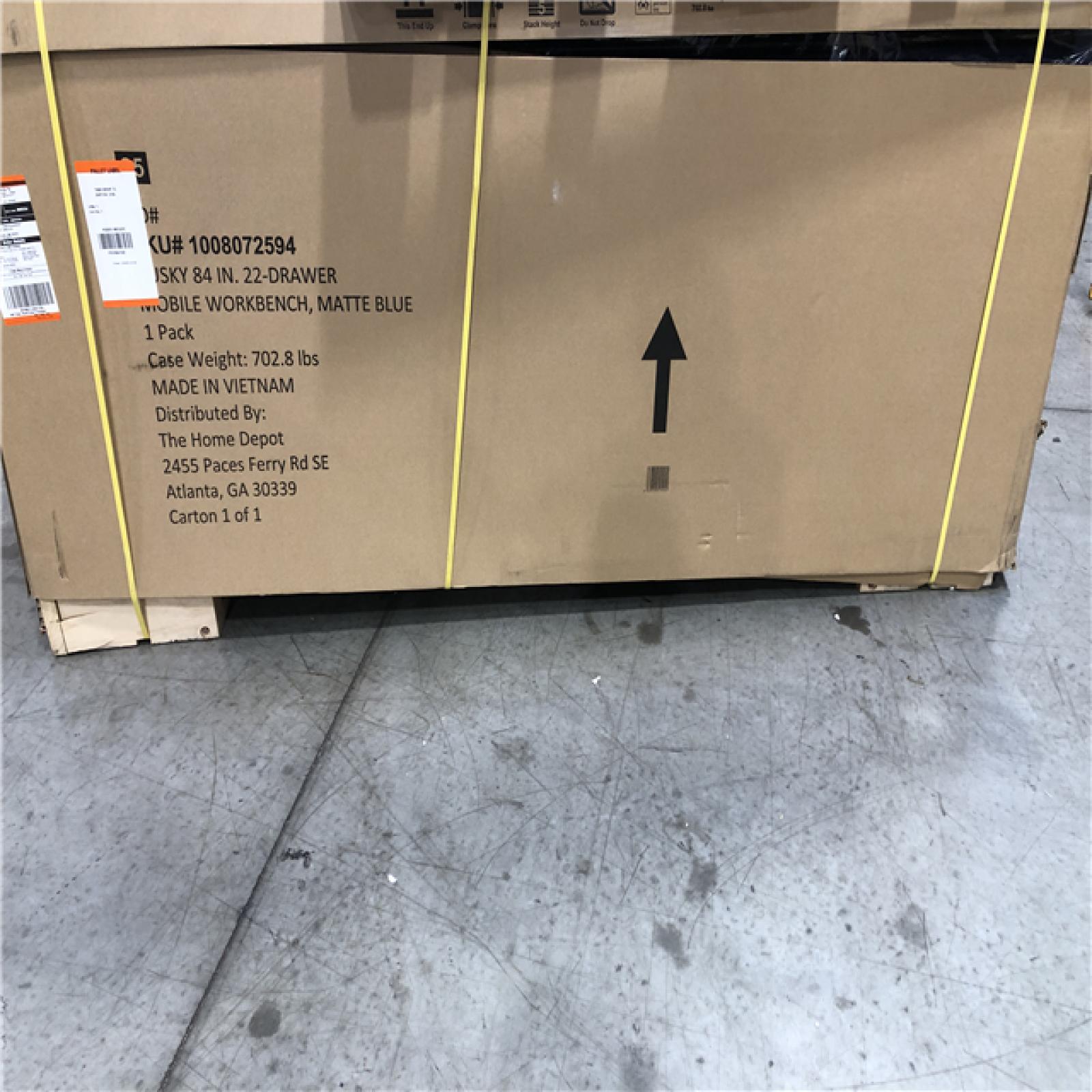 DALLAS LOCATION- AS-IS Husky Tool Storage Heavy Duty 84 in. W x 24 in. D Matte Blue Mobile Workbench Cabinet