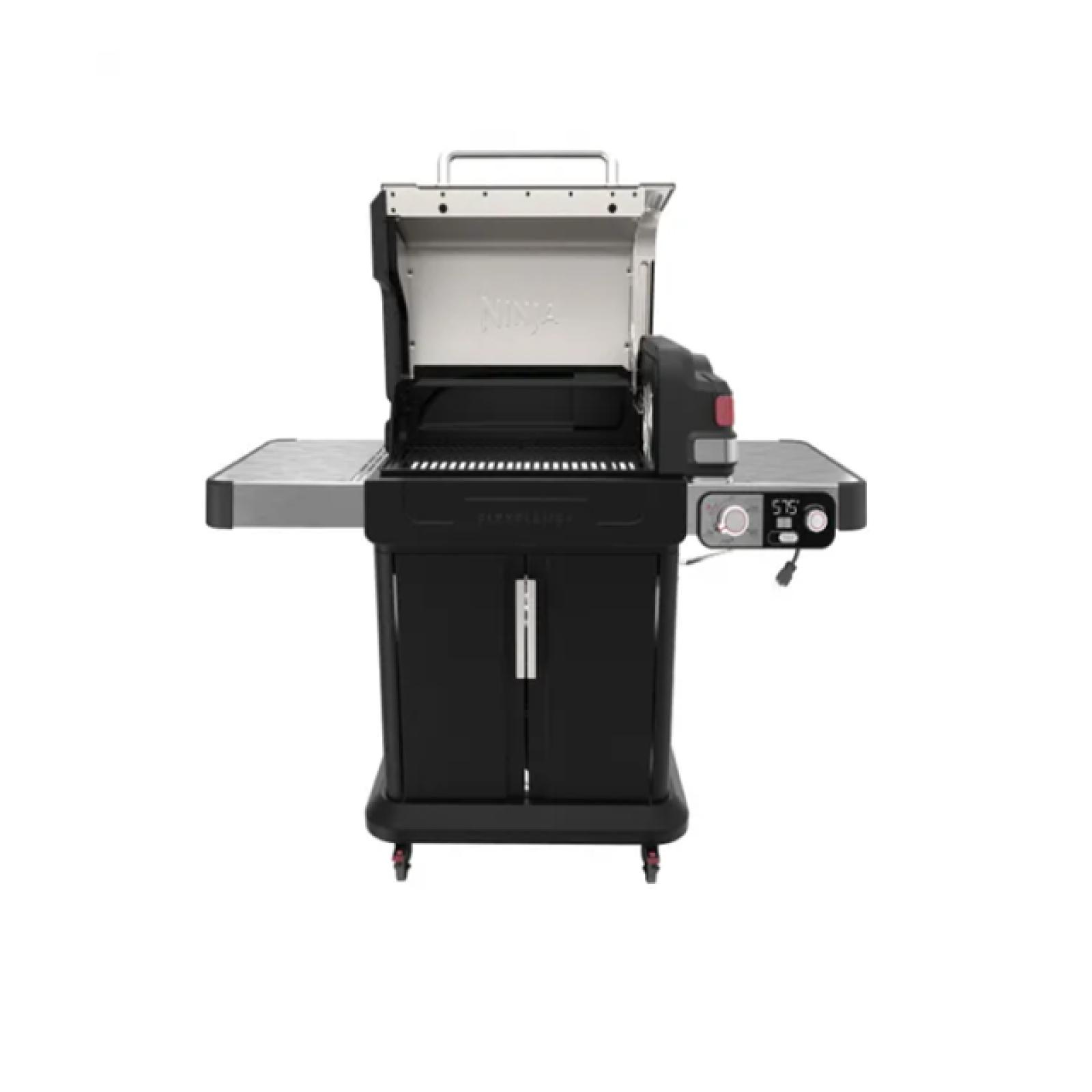 DALLAS LOCATION - NINJA FlexFlame Plus 3-Burner Outdoor Cooking System, 5-in-1 Propane and Electric Grill, Smoker, Roaster, Pizza Maker in Black