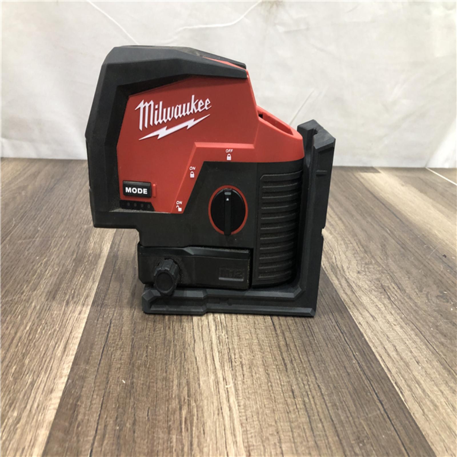 AS-IS Milwaukee 12-Volt Lithium-Ion Cordless Green 125 ft. Cross Line and Plumb Points Laser Level (Tool-Only)