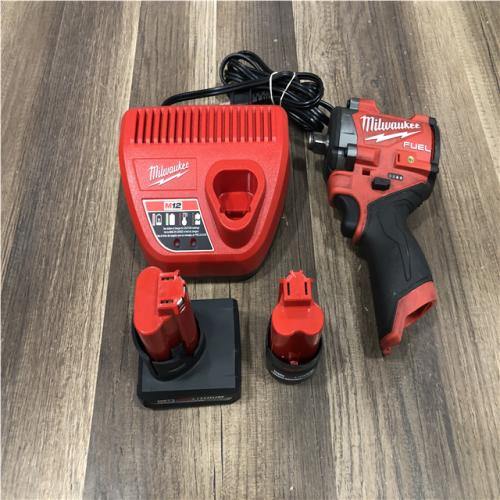 AS-IS Milwaukee FUEL 12V Li-Ion Brushless Cordless Stubby 1/2 in. Impact Wrench Kit