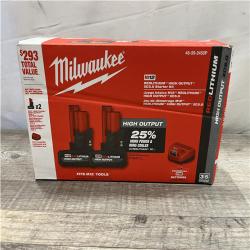 NEW - Milwaukee 12V Lithium-Ion XC High Output 5.0 Ah Battery Pack (2-Pack) Starter Kit with Charger