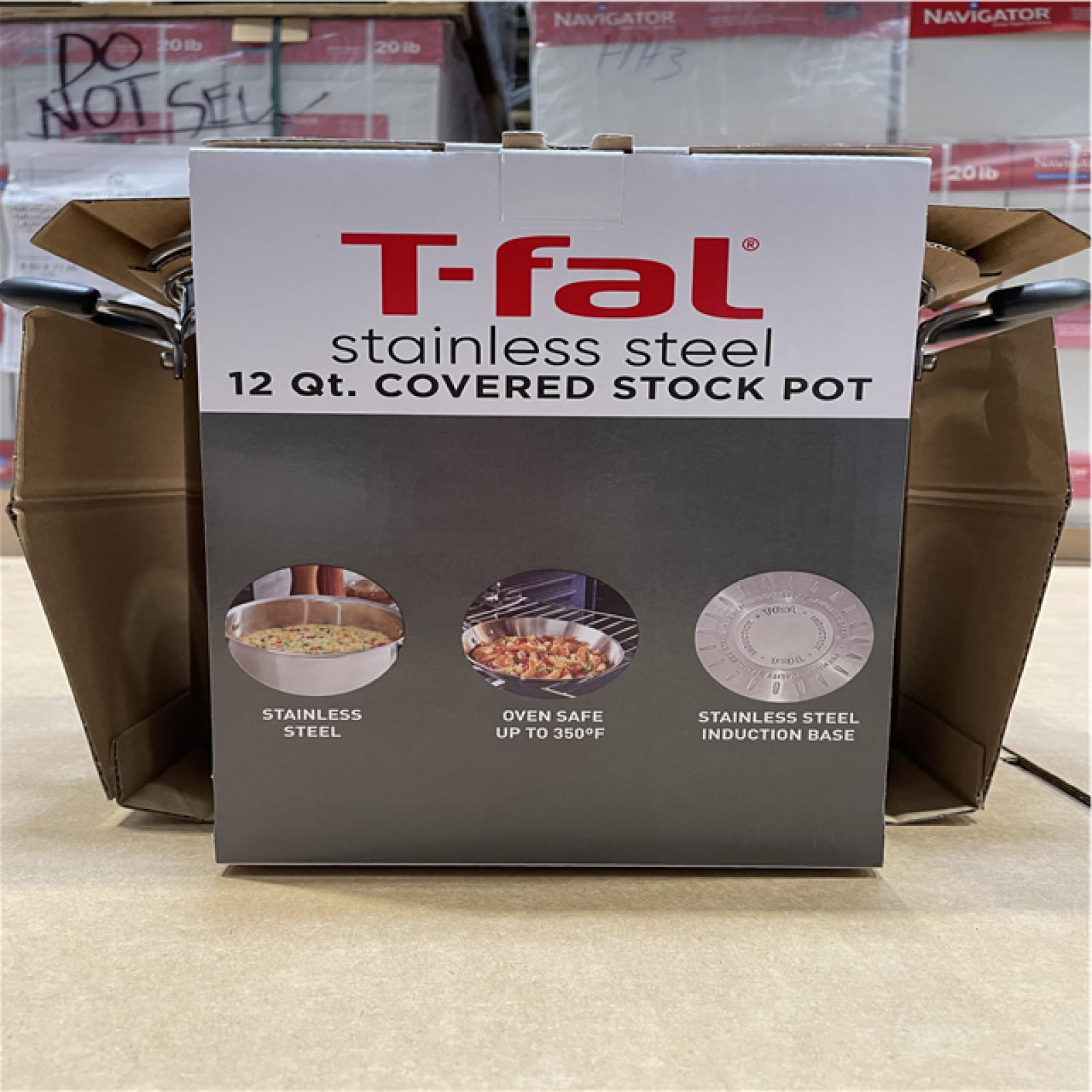 NEW! - T-fal 12qt Stock Pot with Lid  Stainless Steel Cookware