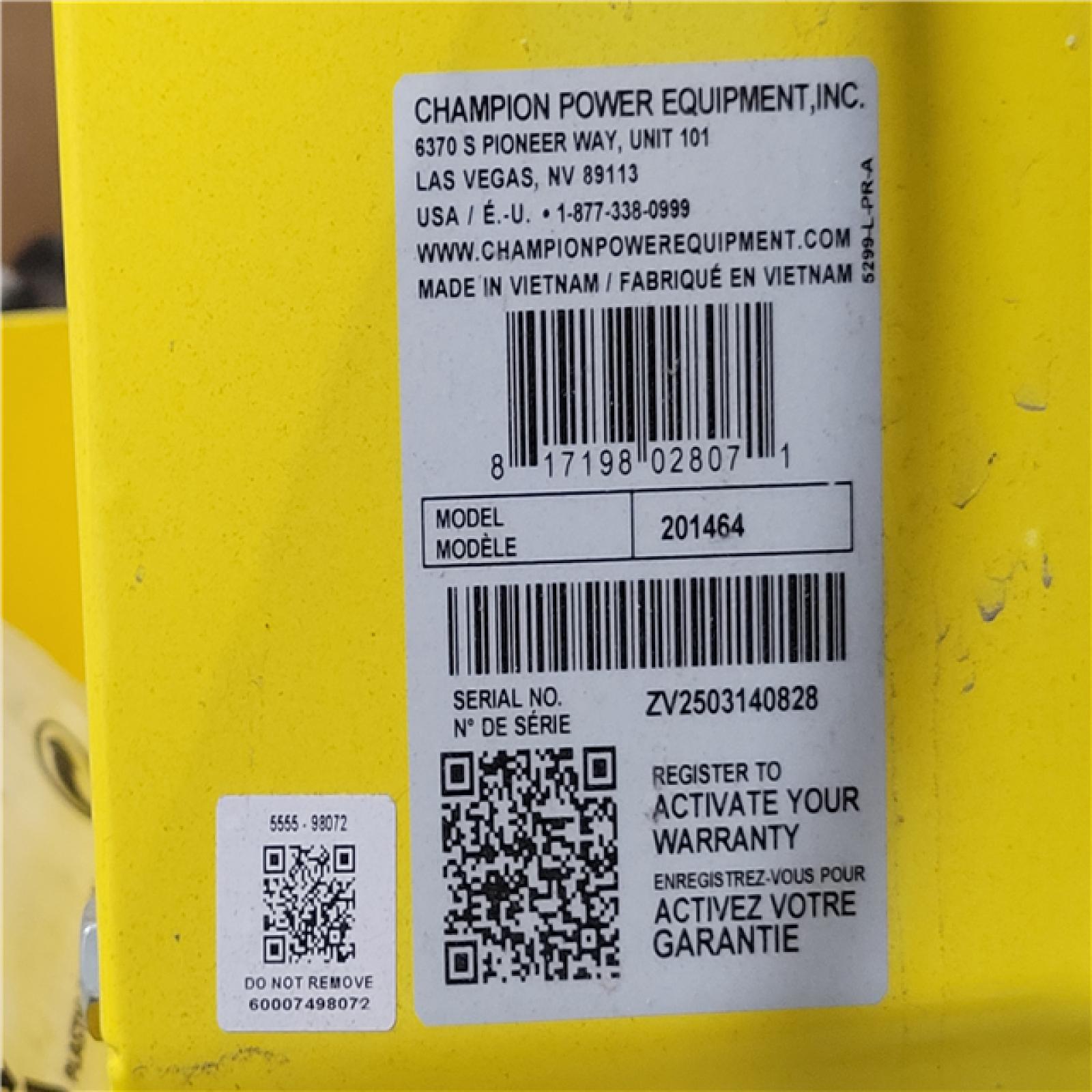 CALIFORNIA AS-IS CHAMPION Snow blower