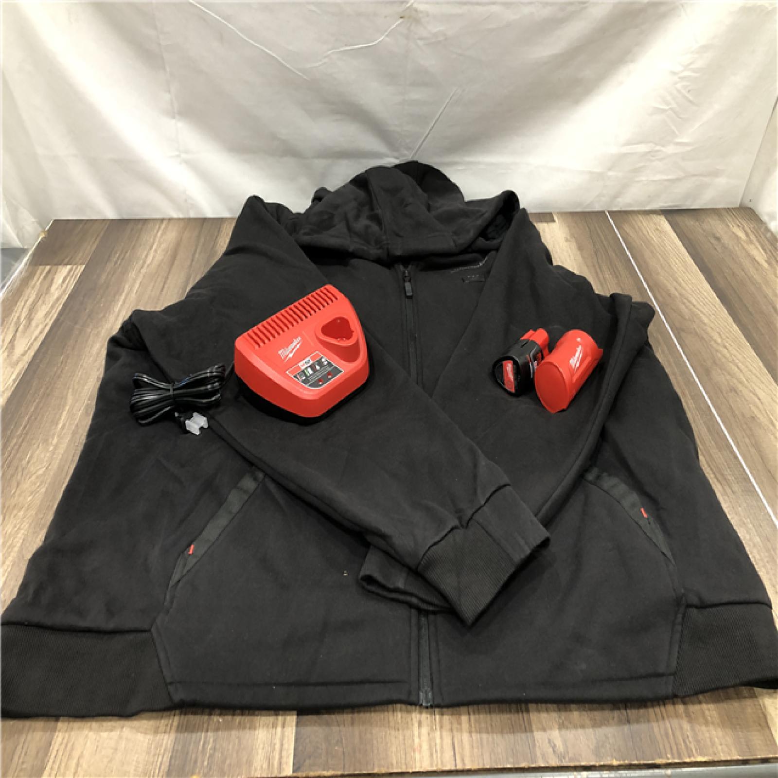 AS-IS Milwaukee Men's 3X-Large 12-Volt Lithium Ion Cordless Black Heated Hooded Jacket Kit