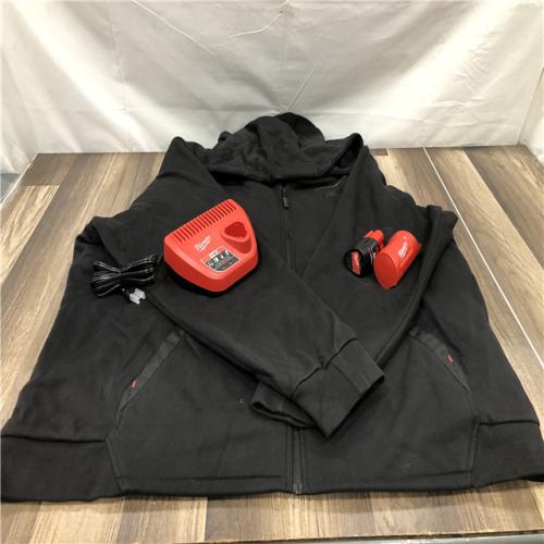 AS-IS Milwaukee Men's 3X-Large 12-Volt Lithium Ion Cordless Black Heated Hooded Jacket Kit