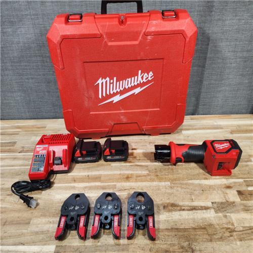 HOUSTON LOCATION - AS-IS Milwaukee 18V Lithium-Ion Cordless Short Throw Press Tool with 3 PEX Crimp Jaws Kit