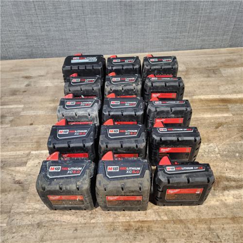 HOUSTON LOCATION - AS-IS MILWAUKEE BATTERY PACK QTY - 15