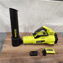 AS IS RYOBI 40V Brushless 125 MPH 550 CFM Cordless Battery Whisper Series Jet Fan Blower with 4.0 Ah Battery and Charger
