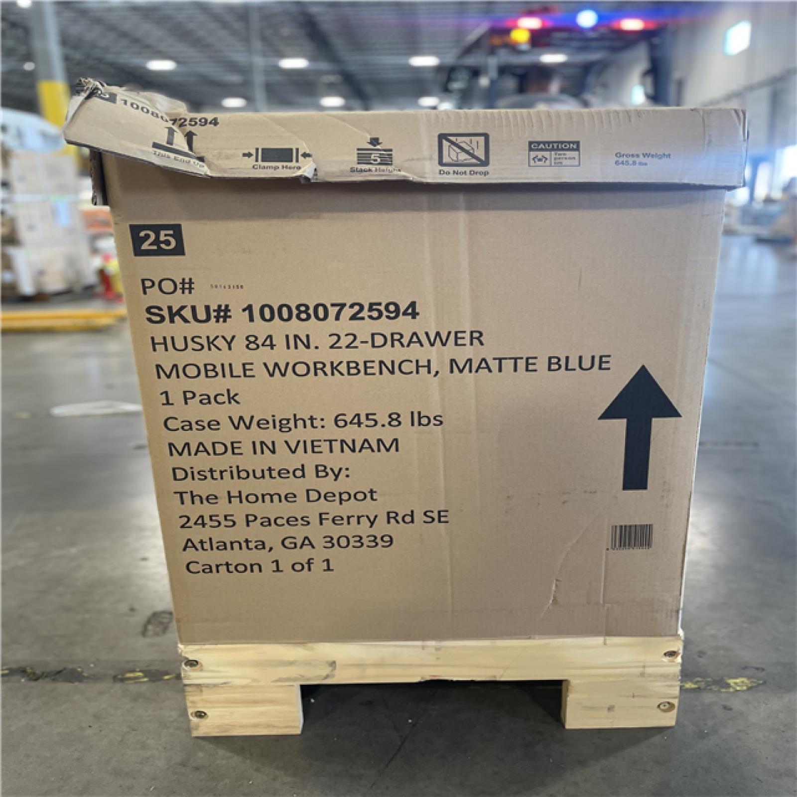 DALLAS LOCATION- AS-IS Husky Heavy Duty 84-inch 22 DRAWER Matte Blue Mobile Workbench Cabinet