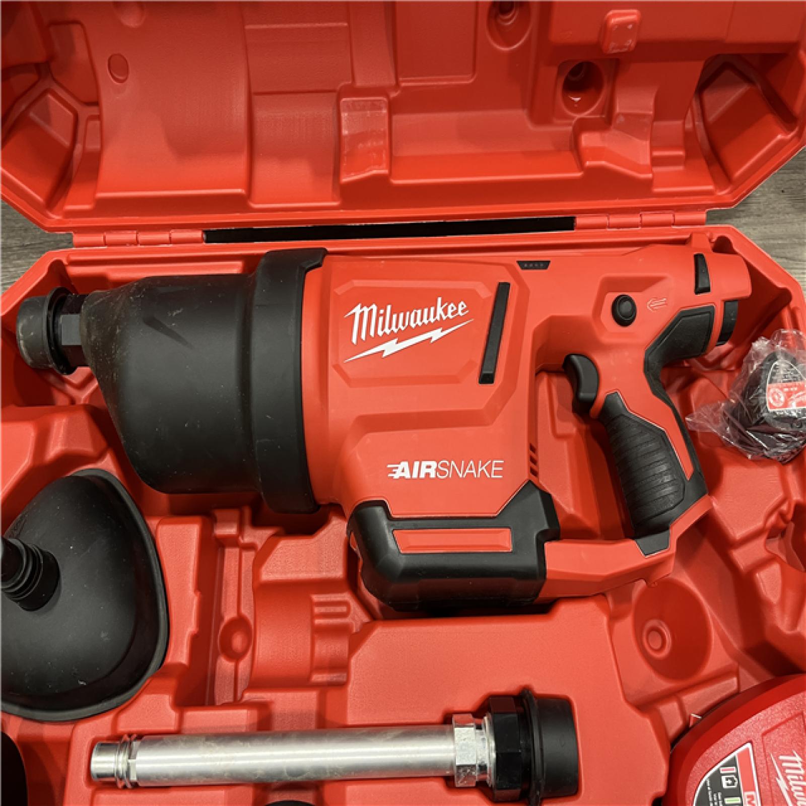 AS-IS Milwaukee 12-Volt Lithium-Ion Cordless Drain Cleaning Airsnake Air Gun Kit