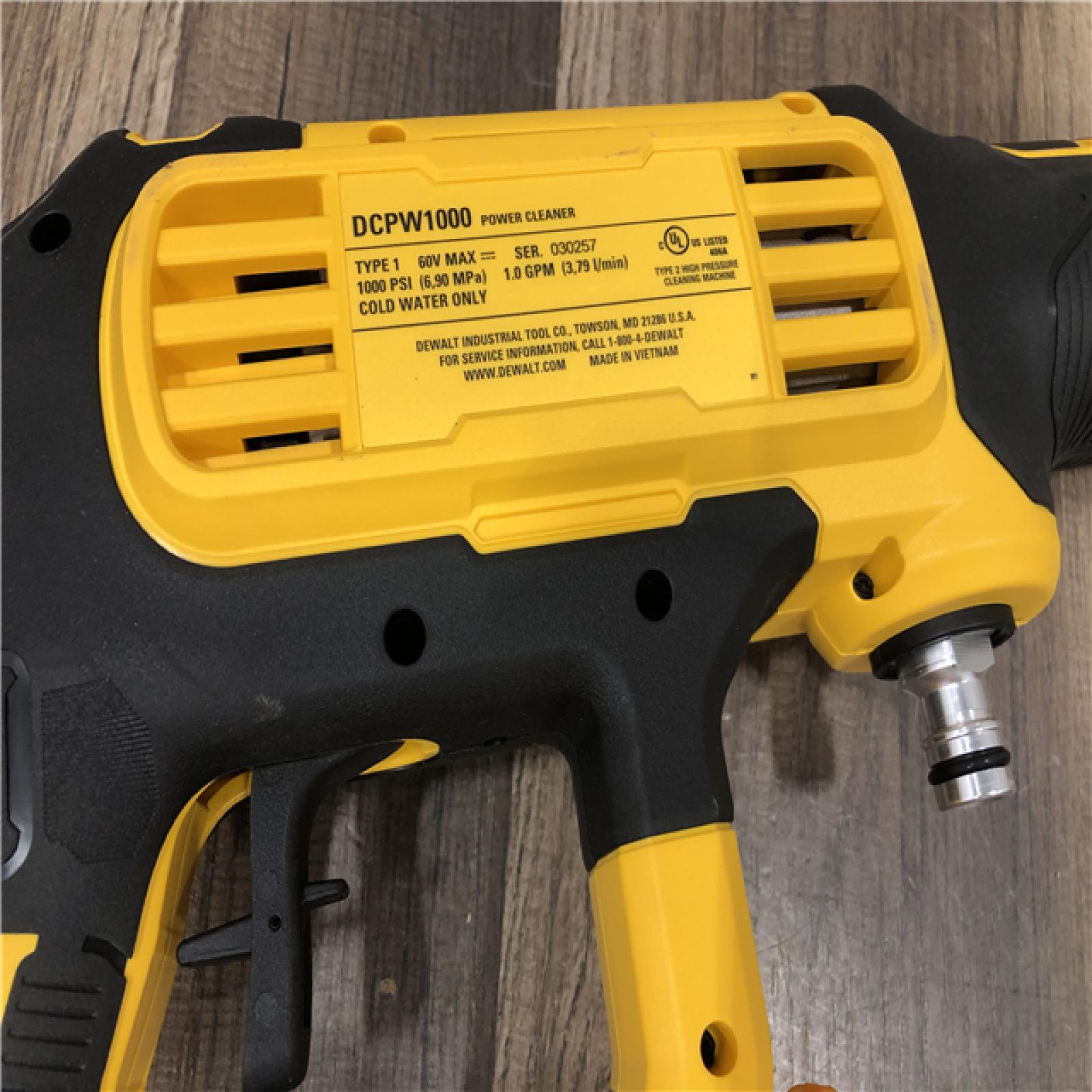 AS-IS DEWALT FLEXVOLT 60V MAX 1000 PSI 1.0 GPM Cold Water Cordless Battery Power Cleaner (Tool Only)