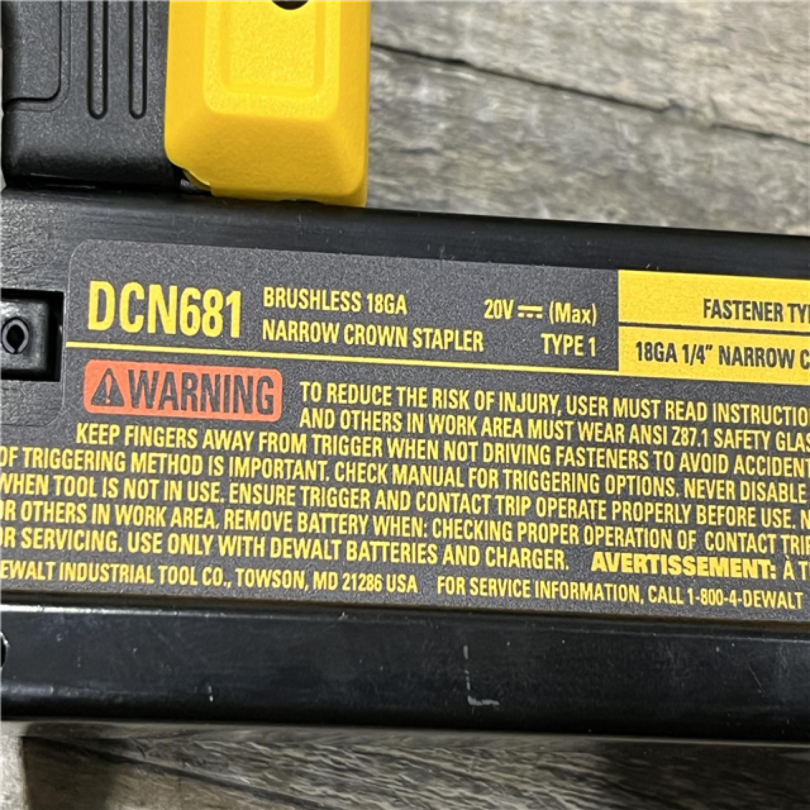 AS-IS DEWALT 20V MAX XR Lithium-Ion Cordless 18-Gauge Narrow Crown Stapler Kit