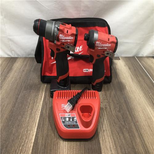 AS-IS Milwaukee FUEL 12-Volt Lithium-Ion Brushless Cordless Hammer Drill and Impact Driver Combo Kit