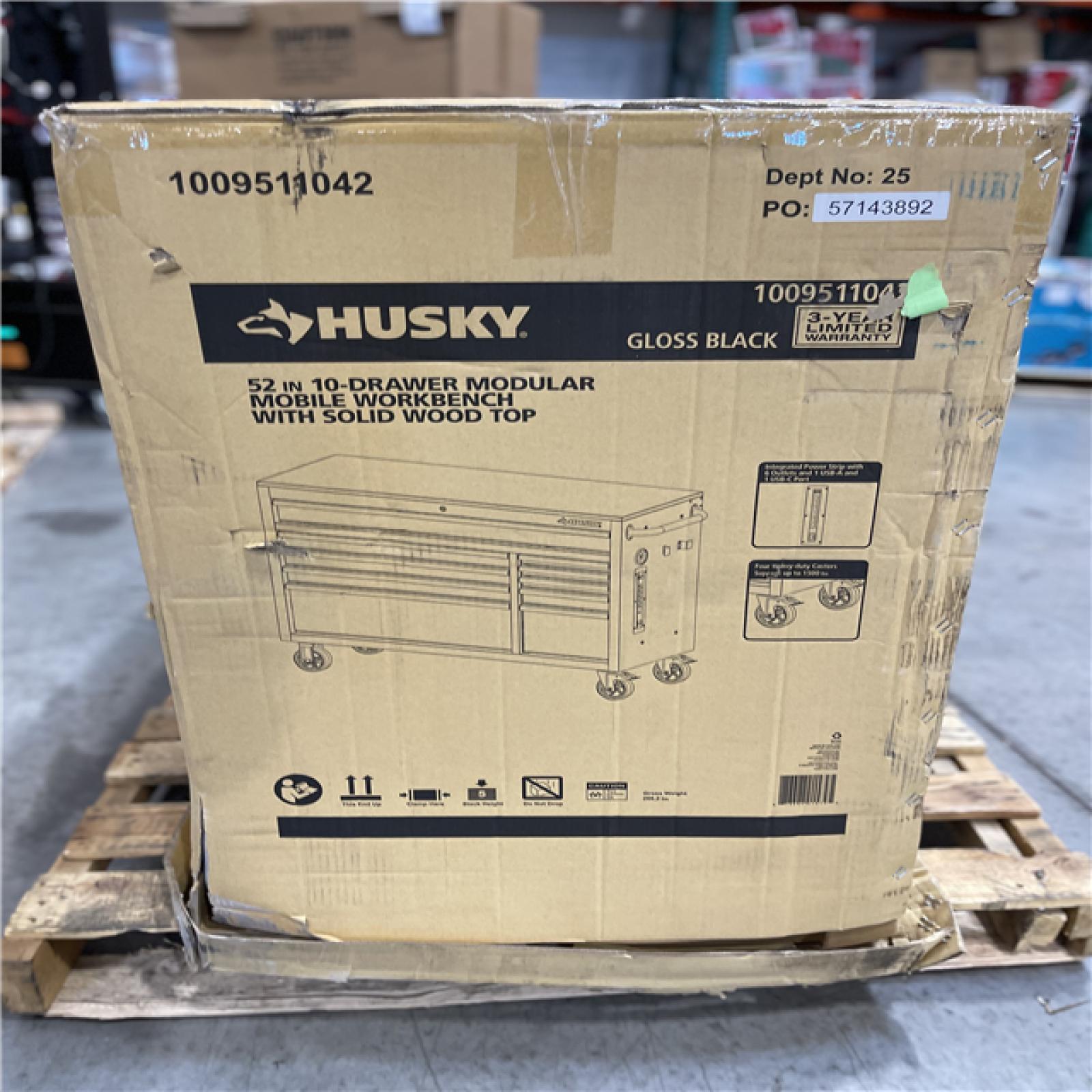 DALLAS LOCATION - Husky Modular Tool Storage 52 in. W x 20 in. D Standard Duty Black Mobile Workbench Cabinet
