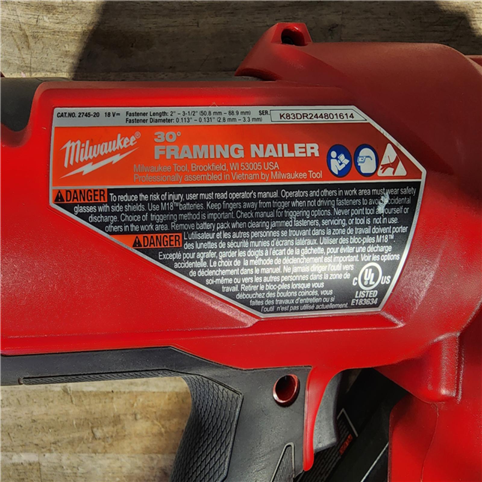 HOUSTON LOCATION - AS-IS M18 FUEL 3-1/2 in. 18-Volt 30-Degree Lithium-Ion Brushless Cordless Framing Nailer (Tool-Only)