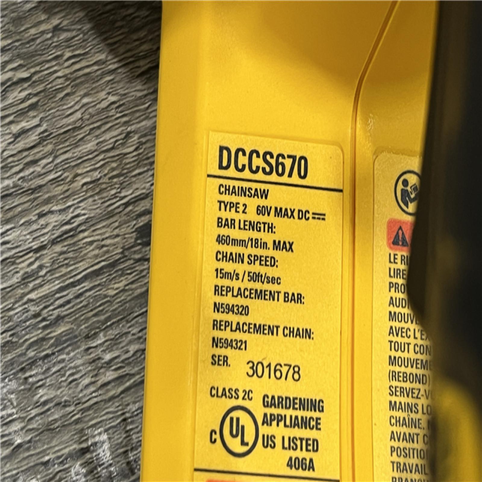 AS-IS DEWALT FLEXVOLT 60V MAX 16in. Brushless Cordless Battery Powered Chainsaw (Tool Only)
