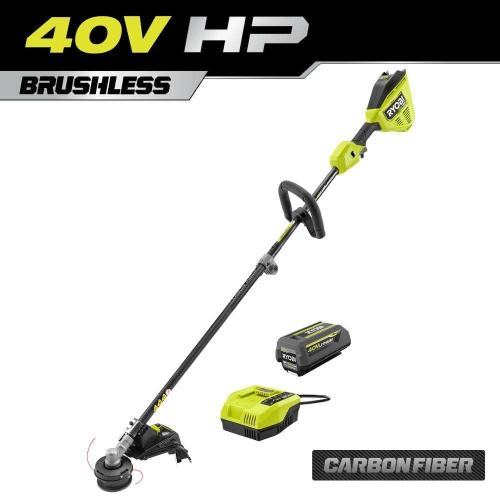 NEW! - 40V HP Brushless 16 in. Cordless Carbon Fiber Shaft Attachment Capable String Trimmer with 4.0 Ah Battery and Charger