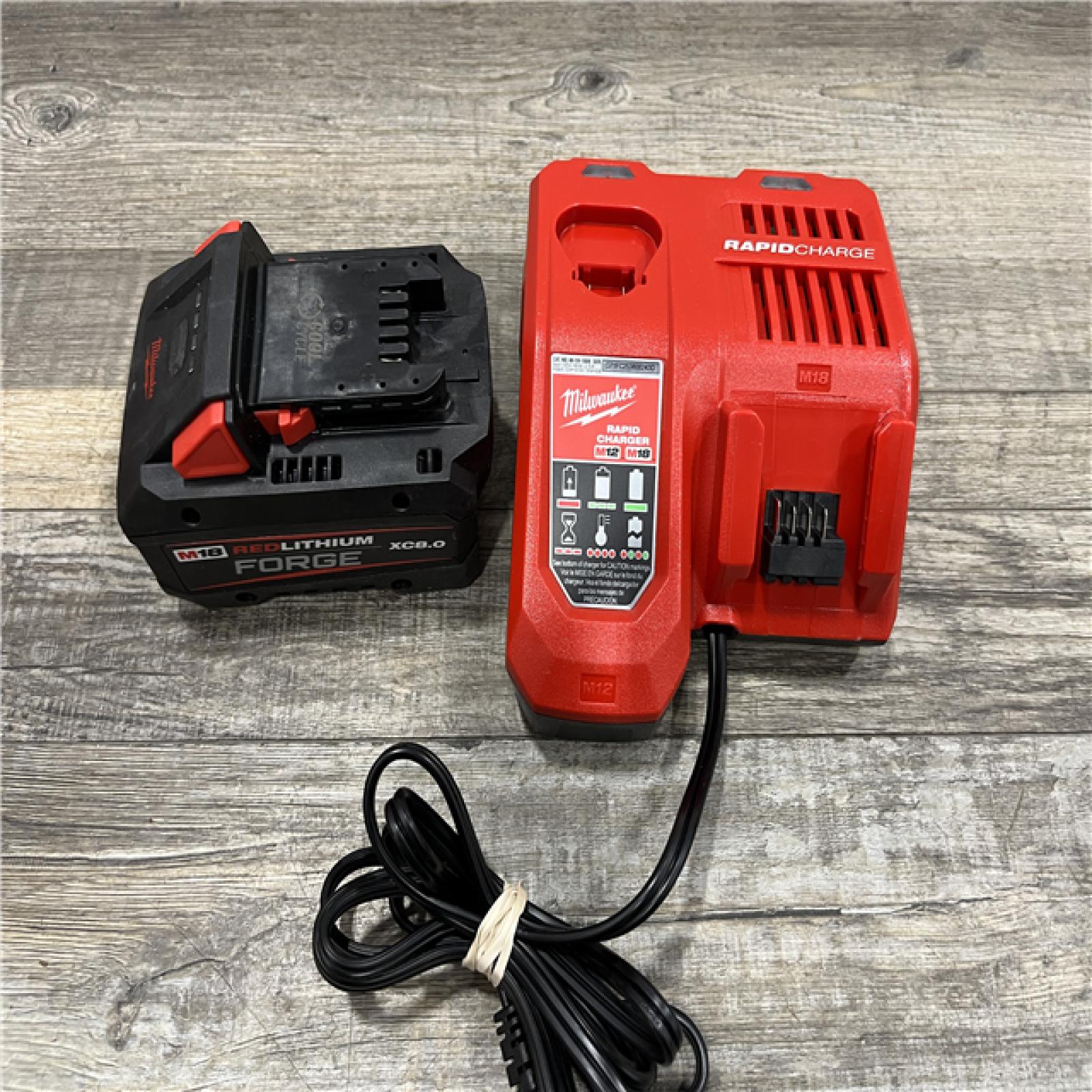 AS-IS Milwaukee 18-Volt Lithium-Ion REDLITHIUM FORGE Starter Kit with 8.0Ah Battery and Rapid Charger