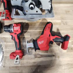 HOUSTON LOCATION - AS-IS Milwaukee M18 18-Volt Lithium-Ion Brushless Cordless Combo Kit (4-Tool) with 2-Batteries, 1-Charger and Tool Bag