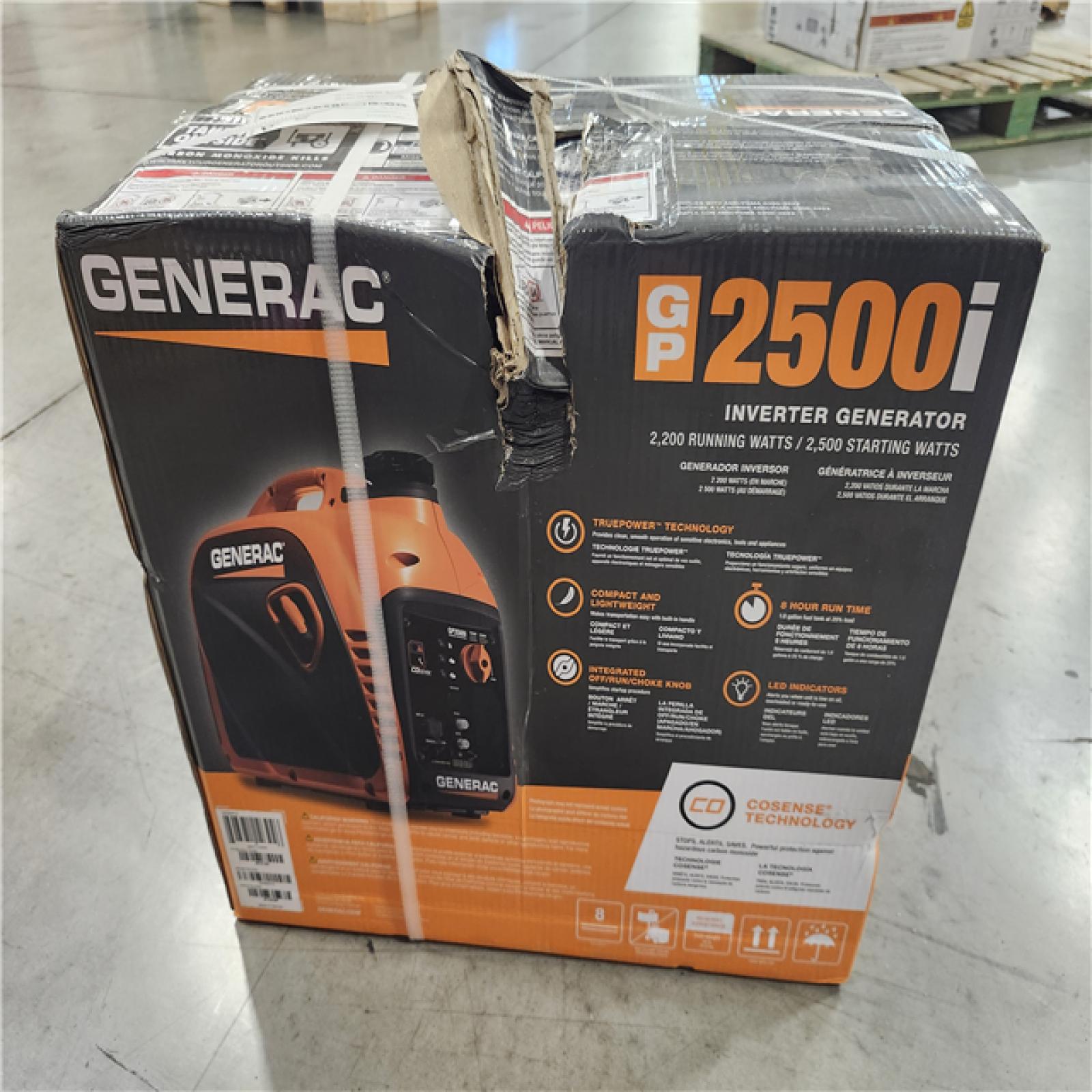 NEW! - Generac 2500 Watt Recoil Start Gasoline Portable Generator Inverter w/ COSense